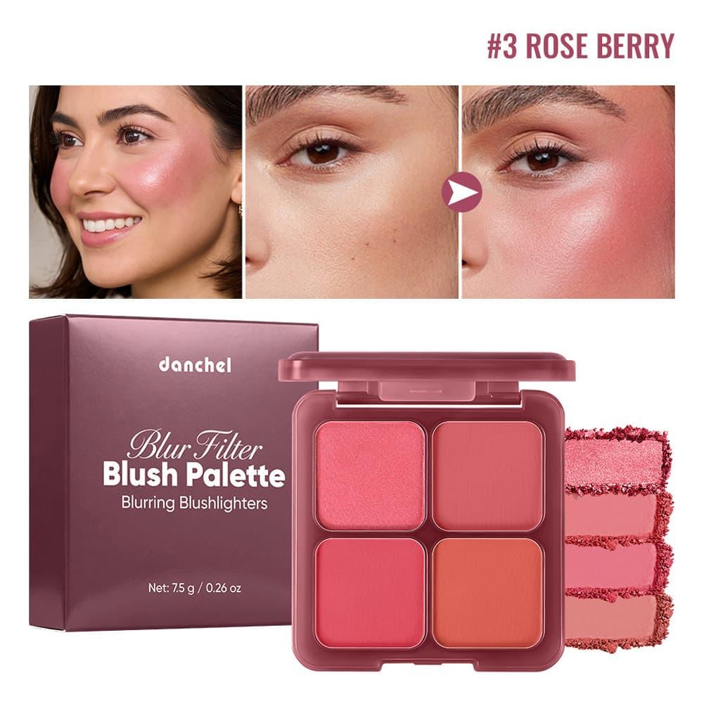 Beauty Flower Makeup - Paleta de Rubor Multifuncional de Cuatro